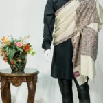 Cream Pure Pashmina Shawl With Hand Embroidered Sozni Palla