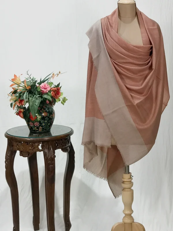 Khaki Beige Space Dye Pure Pashmina Shawl