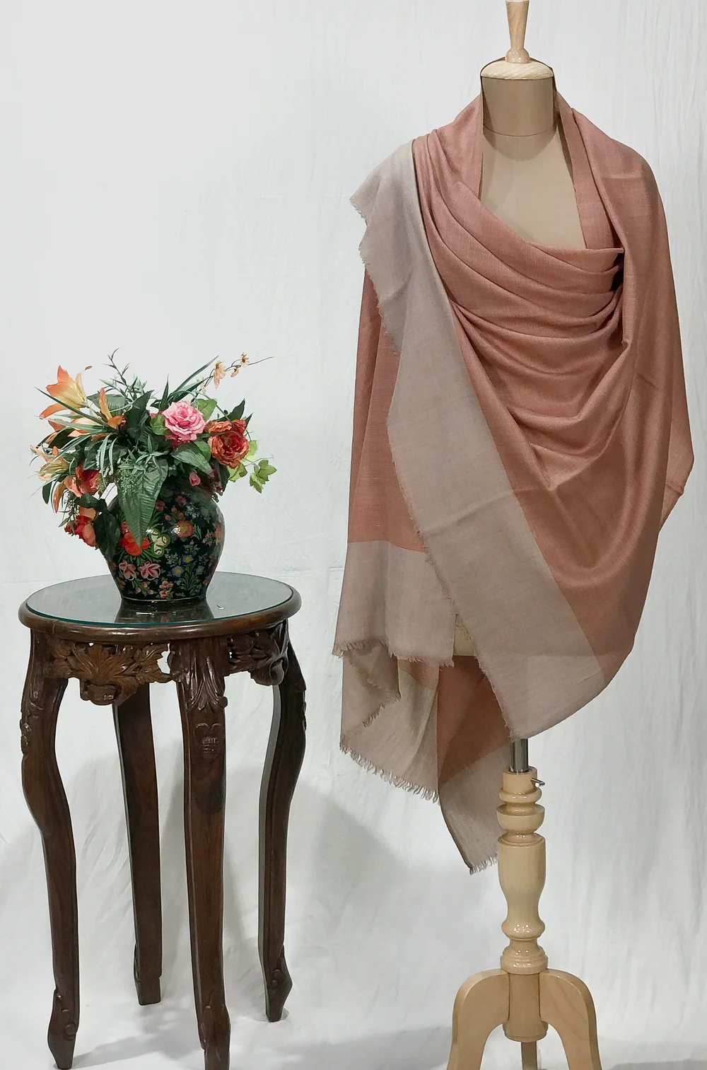 Khaki Beige Space Dye Pure Pashmina Shawl Khaki Beige Space Dye Pure Pashmina Shawl