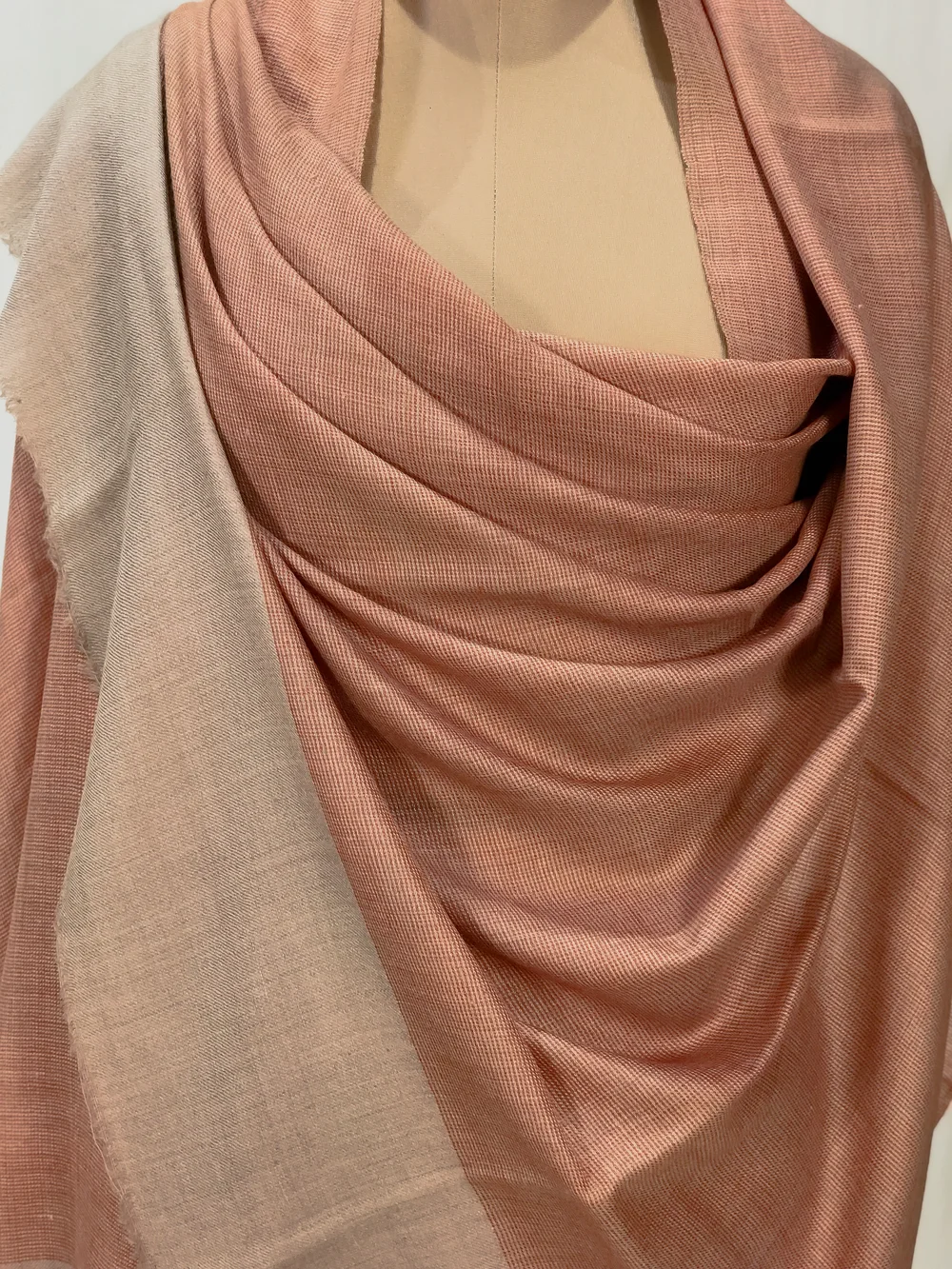 Khaki Beige Space Dye Pure Pashmina Shawl front Khaki Beige Space Dye Pure Pashmina Shawl front