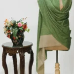 Beige and Green Space Dye Pure Pashmina Shawl