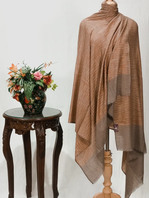 Moss Brown and Rust Space Dye Pure Pashmina Shawl