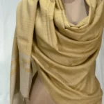 Sand Beige and Yellow Space Dye Pure Pashmina Shawl front