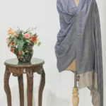 Natural and Blue Space Dye Pure Pashmina Shawl