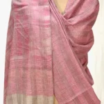 Natural and Pink Space Dye Pure Pashmina Shawl front