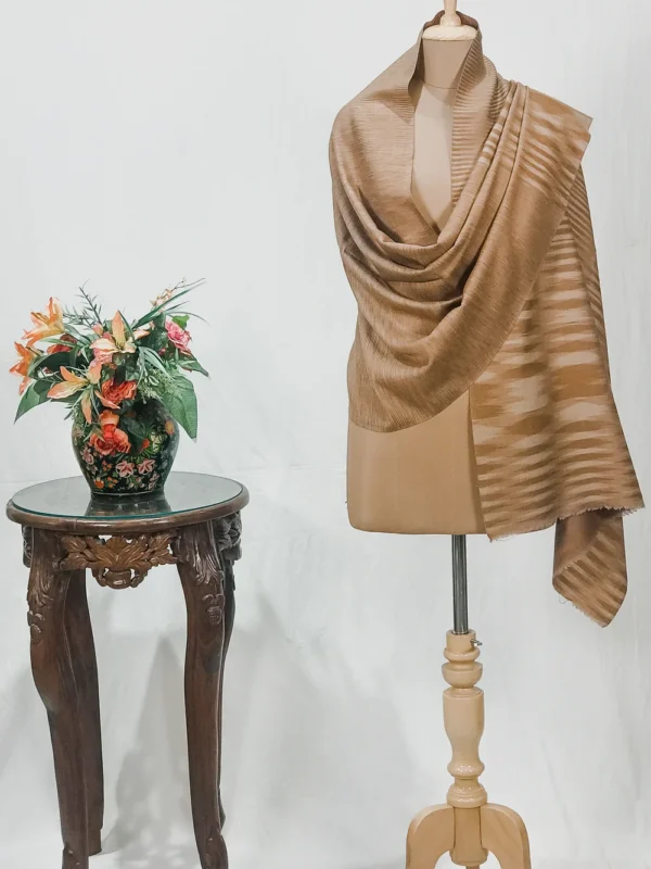 Brown and Beige Space Dye Pure Pashmina Stole