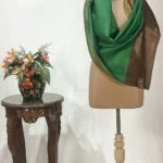 Zari Reversible Green and Brown Pure Pashmina Stole