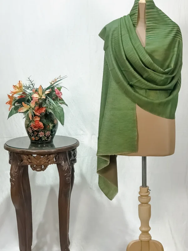Forest Green Space Dye Pure Pashmina Stole