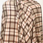 Beige Diamond Weaved Pure Pashmina Shawl with Multi-Colour Checkered Design front