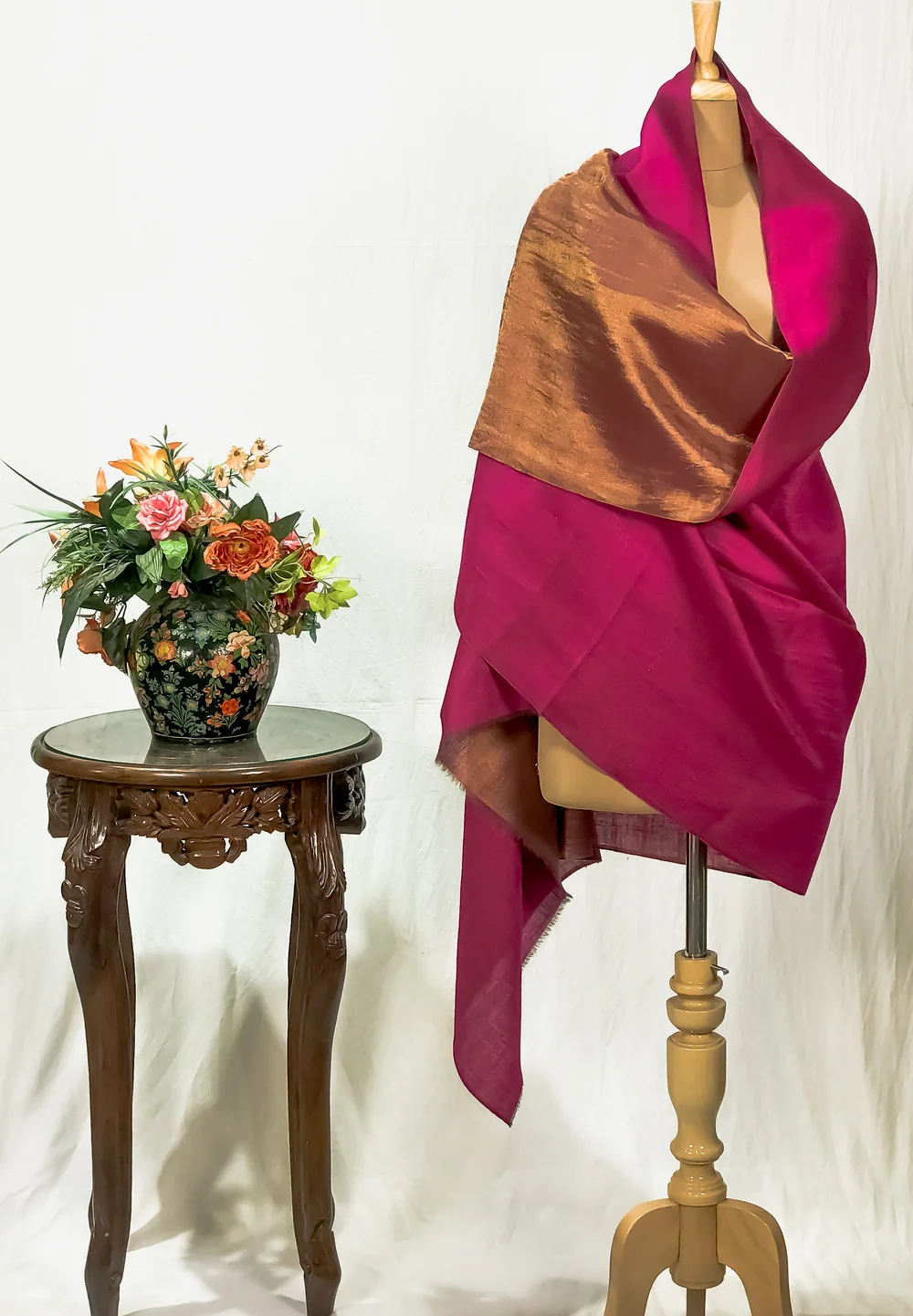 Zari Reversible Pink Pure Pashmina Shawl