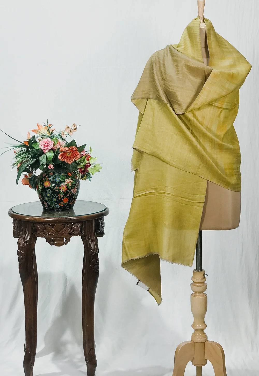 Zari Reversible Moss Green Pure Pashmina Stole