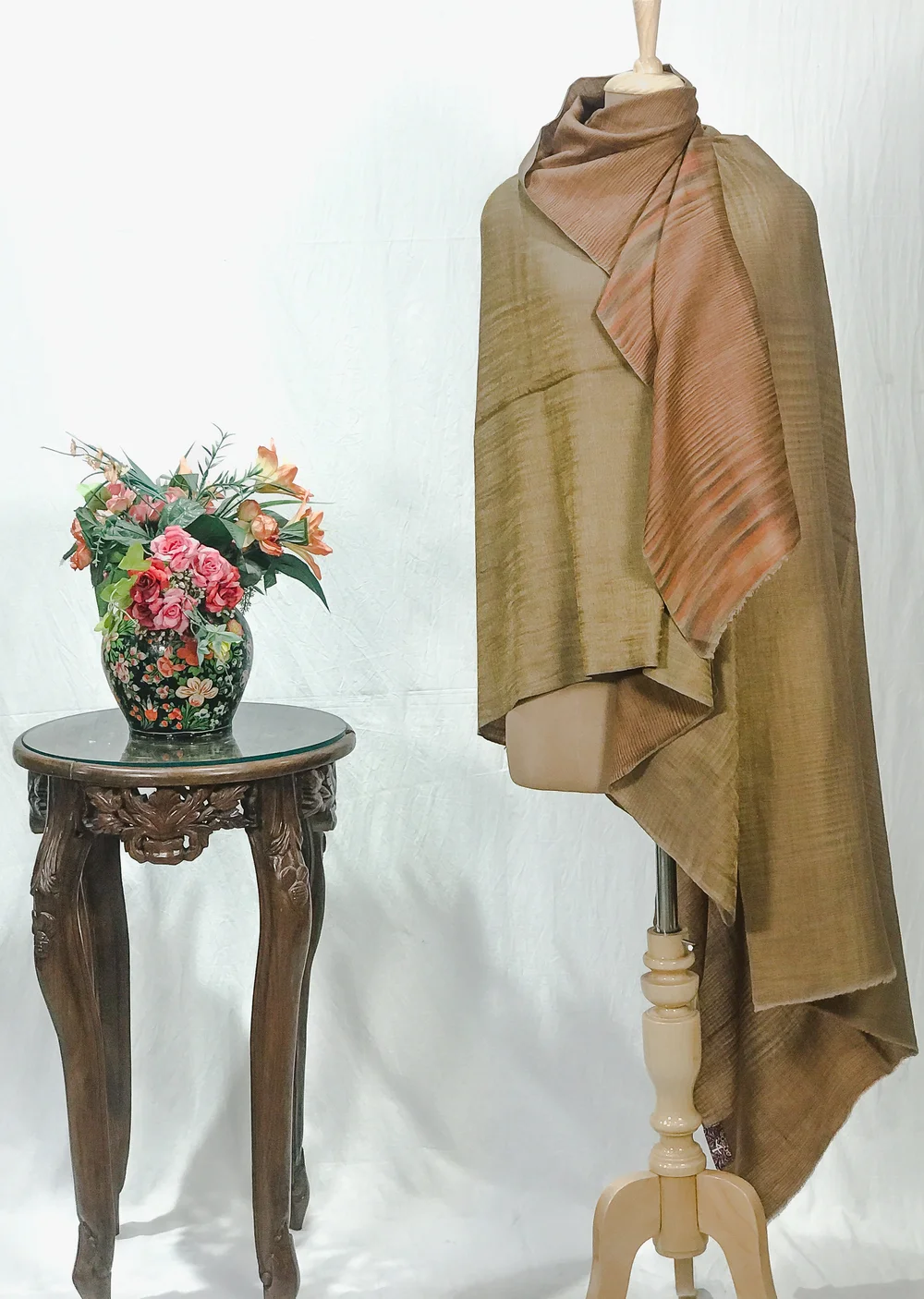 Space Dye Zari Reversible Pure Pashmina Shawl (Shades of Brown) Space Dye Zari Reversible Pure Pashmina Shawl (Shades of Brown)