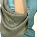 Blue and Beige Space Dye Zari Reversible Pure Pashmina Shawl front