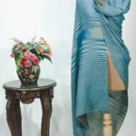 Blue and Beige Space Dye Zari Reversible Pure Pashmina Shawl