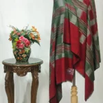 Green and Maroon Ikat Pure Pashmina Shawl