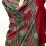 Green and Maroon Ikat Pure Pashmina Shawl front