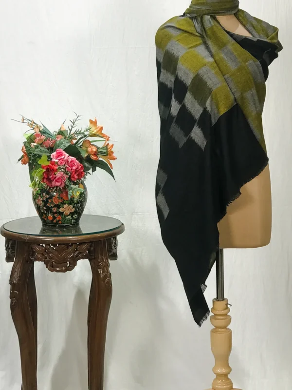 Ikat Checkered Pure Pashmina Shawl