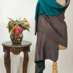 Grey and Peacock Green Reversible Pure Pashmina Shawl