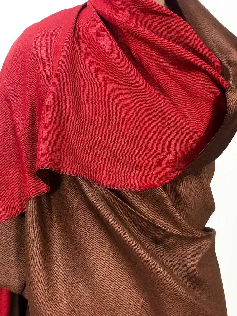 Maroon and Mocha Reversible Pure Pashmina Shawl front