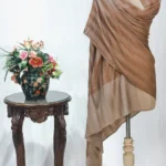 Beige Striped Space Dye Pure Pashmina Shawl