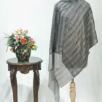 Grey Striped Space Dye Pure Pashmina Shawl
