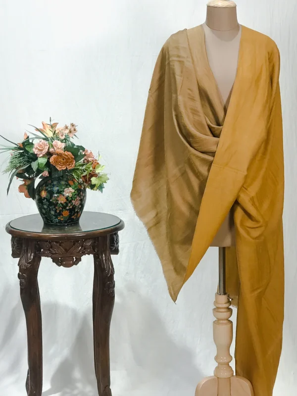 Mustard Zari Reversible Pure Pashmina Shawl
