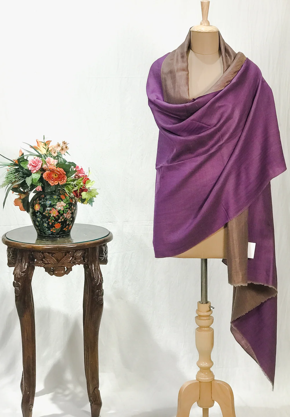 Purple Zari Reversible Pure Pashmina Shawl