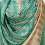 Jade Green Striped Space Dye Pure Pashmina Shawl front