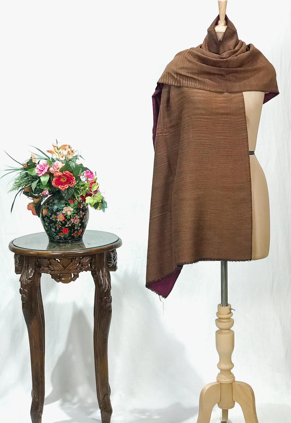 Brown Space Dye Pure Pashmina Stole Brown Space Dye Pure Pashmina Stole