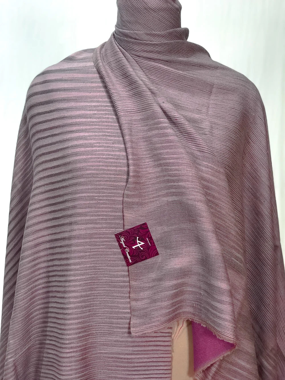 Pink and Lavender Space Dye Reversible Pure Pashmina Shawl front Pink and Lavender Space Dye Reversible Pure Pashmina Shawl front