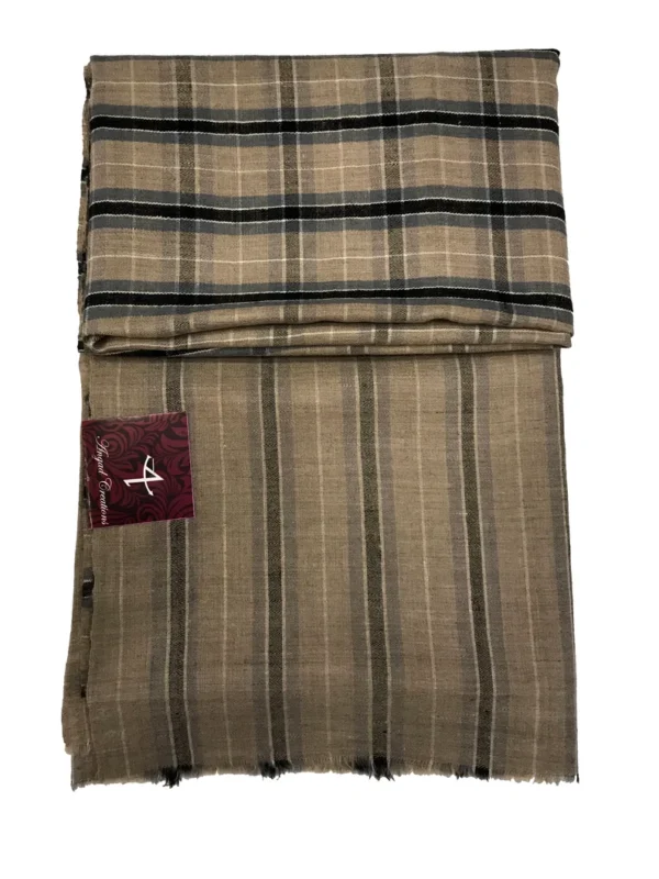 Natural Pure Pashmina Multi-Colour Checkered Pattern Shawl front