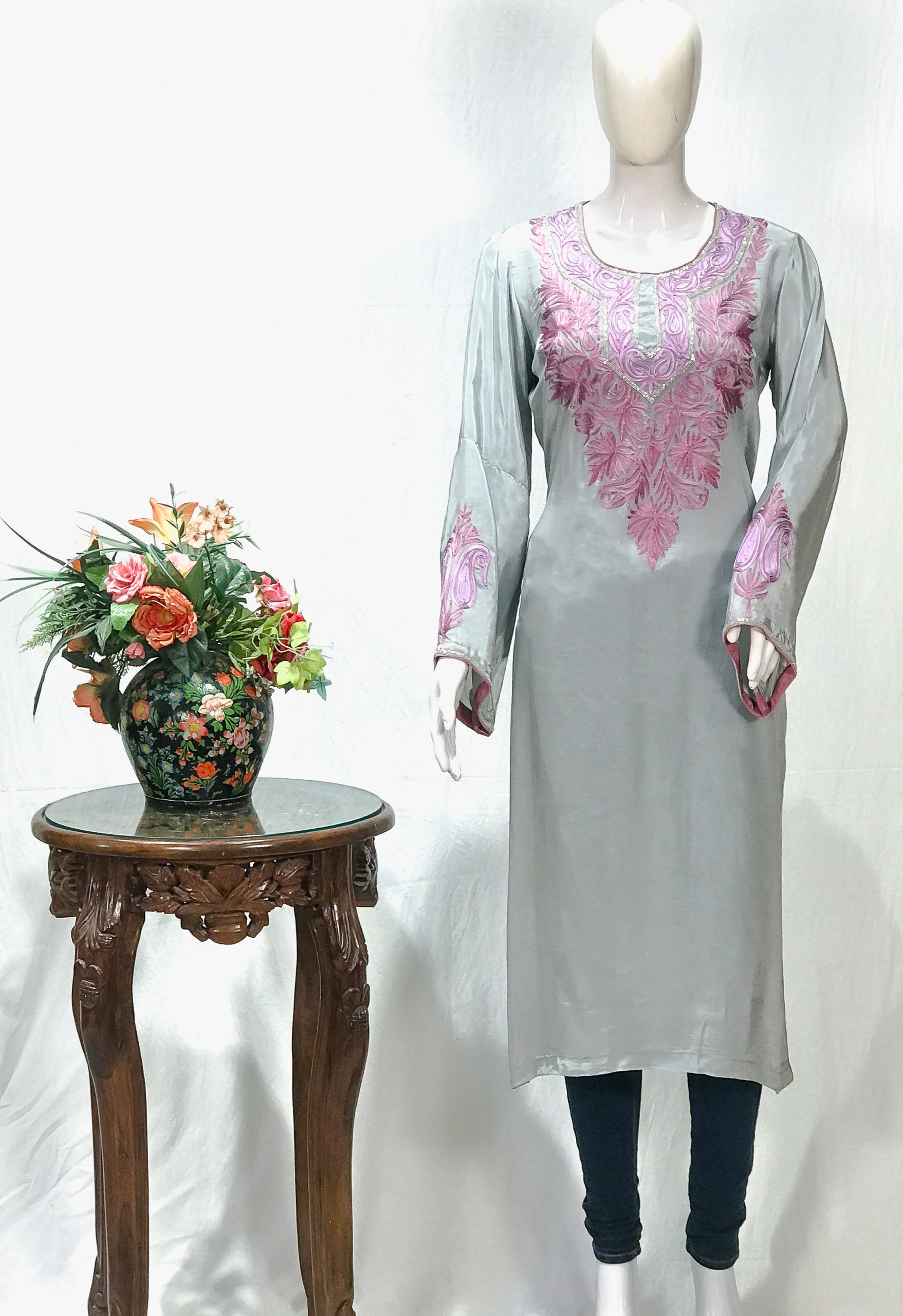 Grey Kurta with Kashmiri Aari and Kardana Work