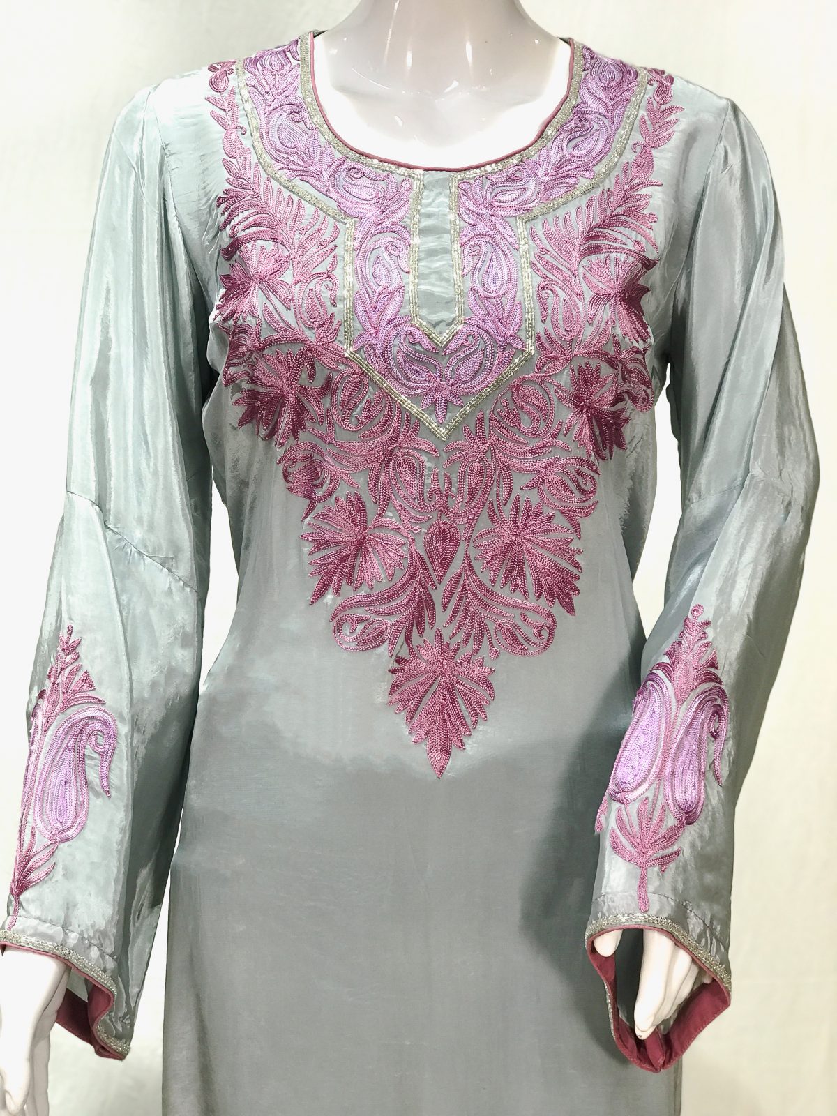Grey Kurta with Kashmiri Aari and Kardana Work front Grey Kurta with Kashmiri Aari and Kardana Work front