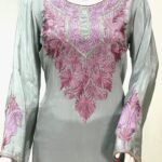 Grey Kurta with Kashmiri Aari and Kardana Work front