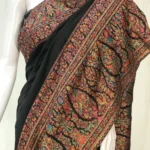 Black Modal Silk Kani Saree with Floral an Paisley Pallu Design front