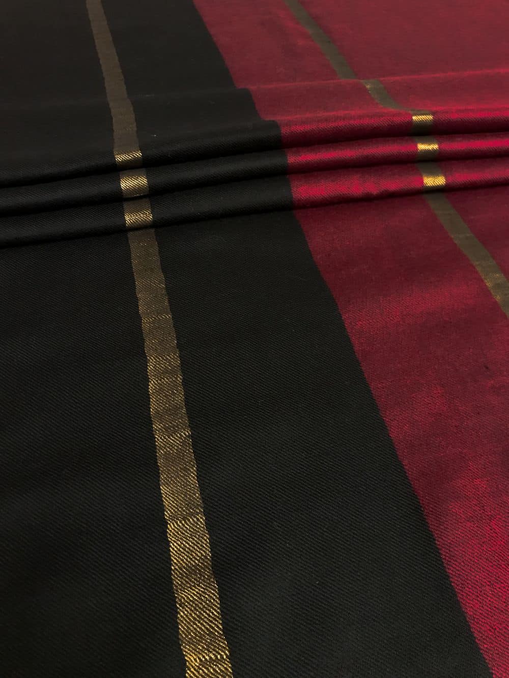Black and Maroon Pure Pashmina Solid Shawl with Zari Stripes