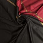 Black and Maroon Pure Pashmina Solid Shawl with Zari Stripes