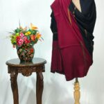 Black and Maroon Pure Pashmina Solid Shawl with Zari Stripes