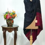 Black and Maroon Pure Pashmina Solid Shawl with Zari Stripes