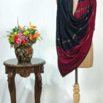 Black and Maroon Pure Pashmina Solid Shawl with Zari Stripes