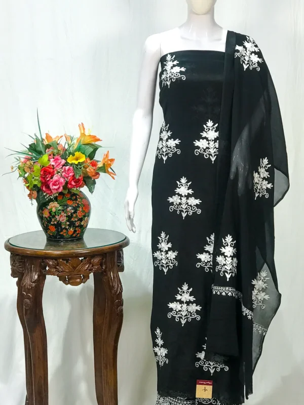 Black with White Kashmiri Aari Embroidered Salwar Suit