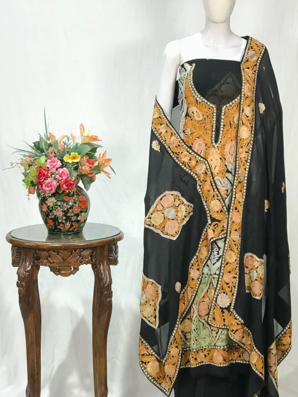 Black Salwar Suit with Kashmiri Aari & Zari Embroidery