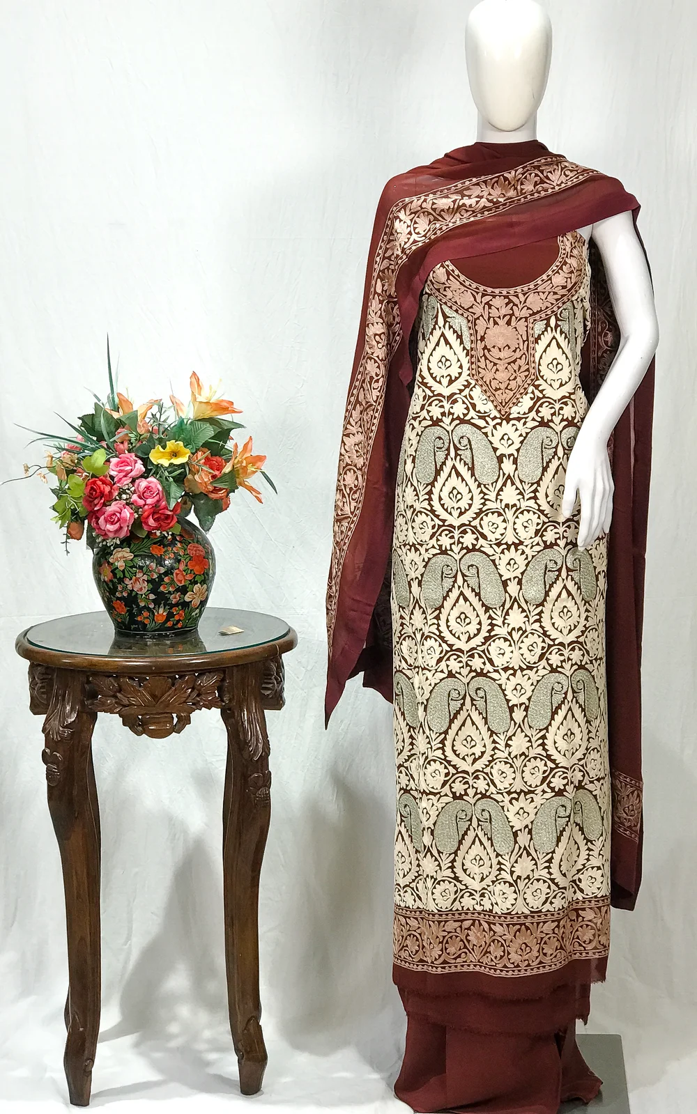 Maroon Salwar Suit with Kashmiri Aari & Zari Embroidery