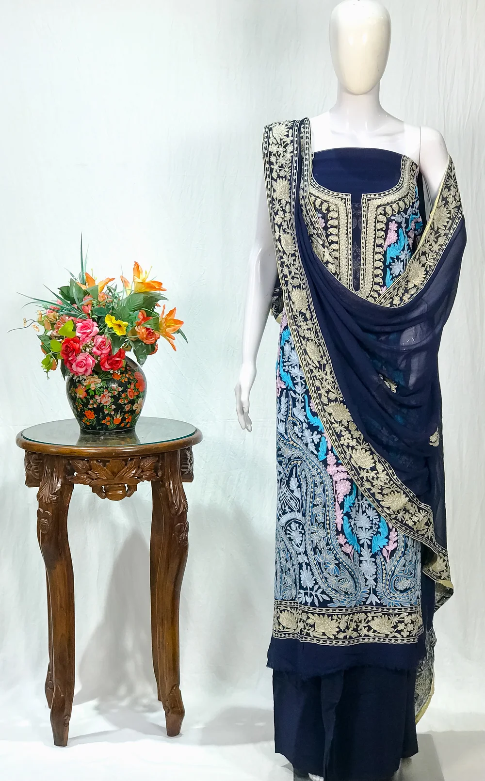 Salwar Suit with Kashmiri Aari & Zari Embroidery Front