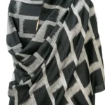 Black Brick Pattern Ikat Pure Pashmina Shawl front