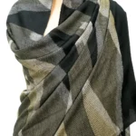 Black Geometrical Pattern Ikat Pure Pashmina Shawl front