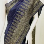 Indigo Blue Kashmiri Saree with Zari Thread Embroidery front