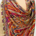 Natural Pure Pashmina Shawl With Tilla and Papier Mache Jamawar Hand Embroidery front