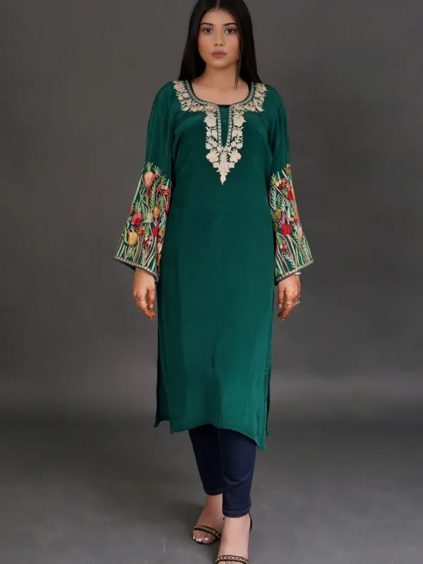 Crepe Kurta with Aari and Zari Embroidery