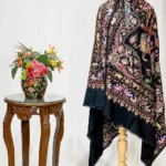 Black Pure Pashmina Shawl With Tilla and Thread Jaal Hand Embroidery